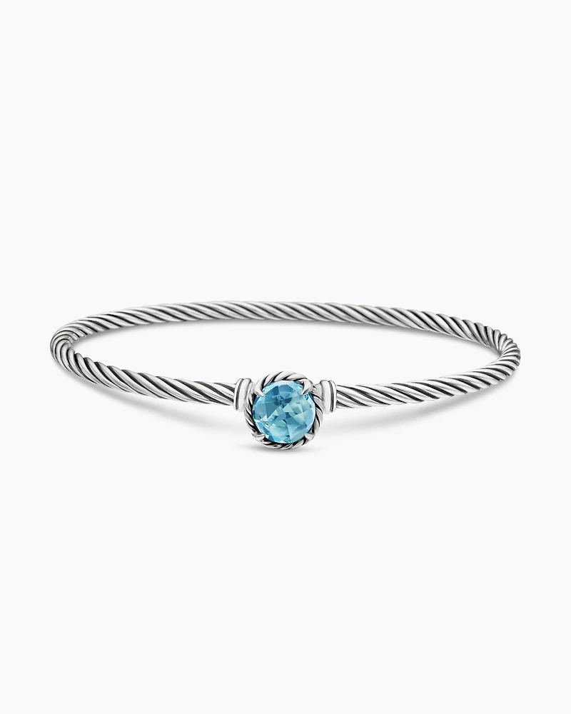 Petite Chatelaine® Bracelet Sterling Silver with Blue Topaz, 3mm