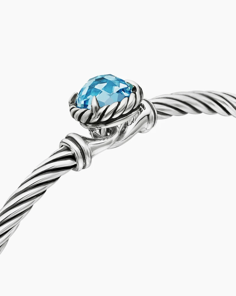 Petite Chatelaine® Bracelet Sterling Silver with Blue Topaz, 3mm