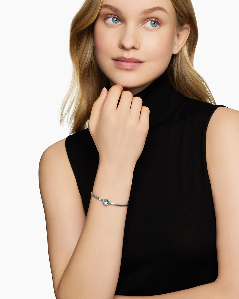 Petite Chatelaine® Bracelet Sterling Silver with Blue Topaz, 3mm