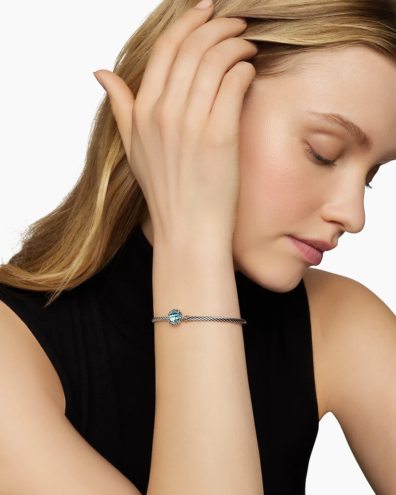 Petite Chatelaine® Bracelet Sterling Silver with Blue Topaz, 3mm
