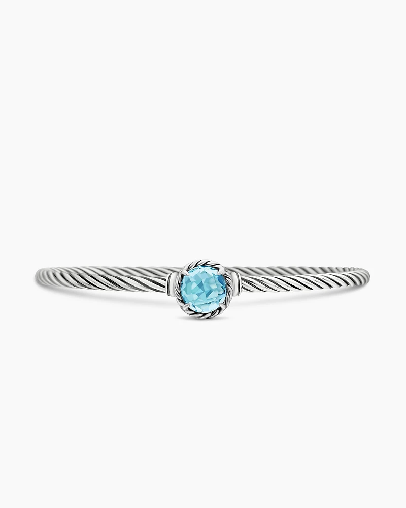 Petite Chatelaine® Bracelet Sterling Silver with Blue Topaz, 3mm