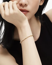 Stax Chain Link Bracelet 18K Yellow Gold with Diamonds, 4mm