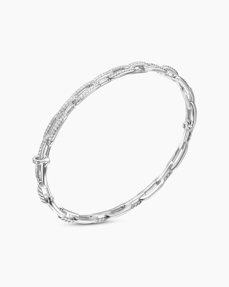 Stax Chain Link Bracelet 18K White Gold with Diamonds, 4mm