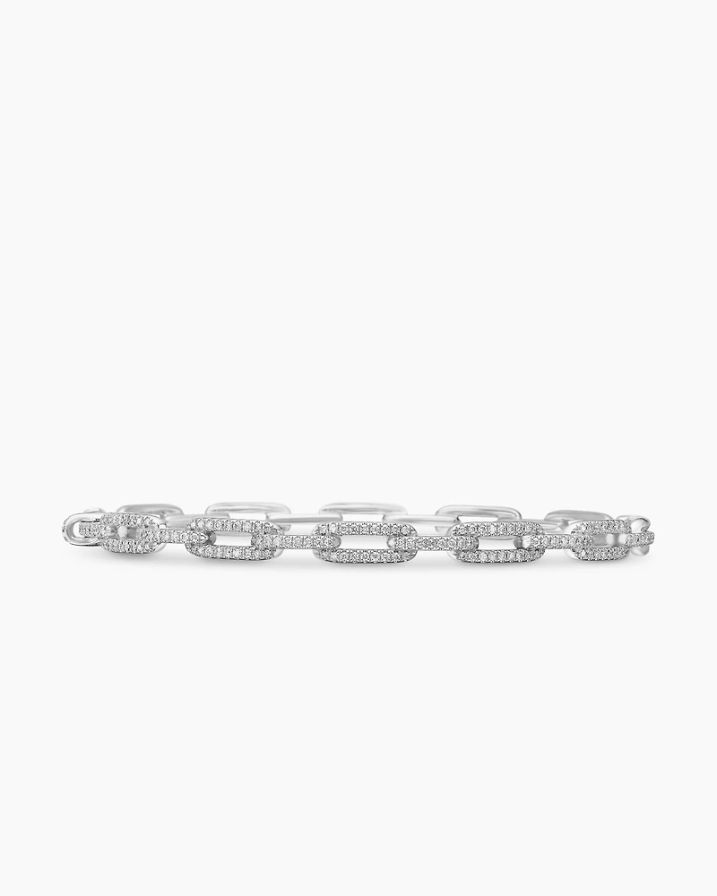 Stax Chain Link Bracelet 18K White Gold with Diamonds, 4mm