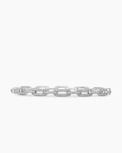 Stax Chain Link Bracelet 18K White Gold with Diamonds, 4mm