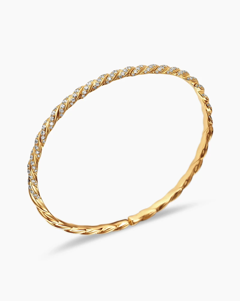 Sculpted Cable Flex Bracelet 18K Yellow Gold with Diamonds