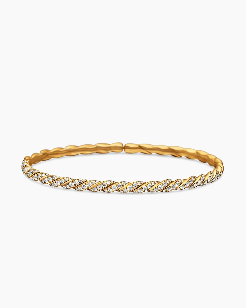 Sculpted Cable Flex Bracelet 18K Yellow Gold with Diamonds