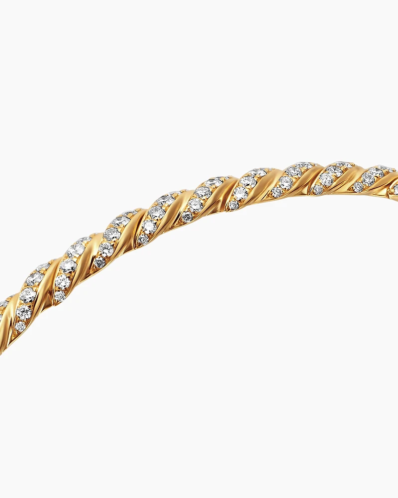 Sculpted Cable Flex Bracelet 18K Yellow Gold with Diamonds