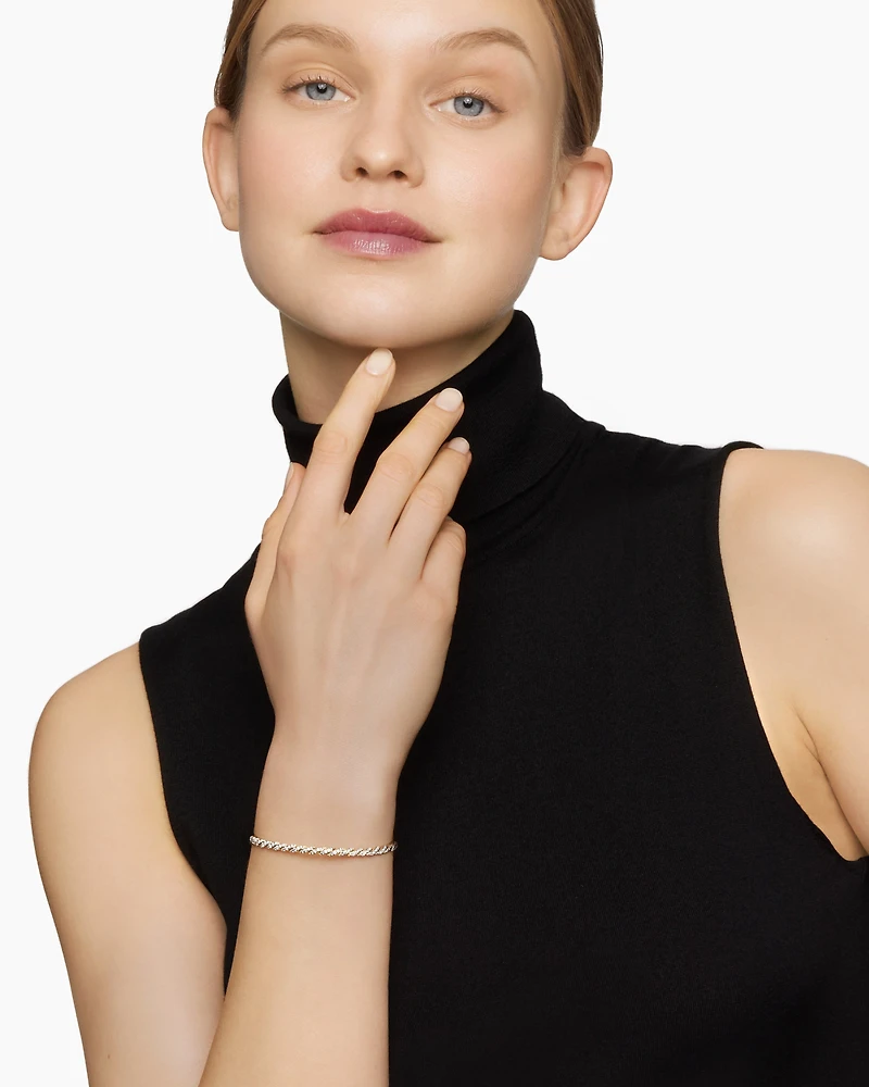 Sculpted Cable Flex Bracelet 18K Yellow Gold with Diamonds