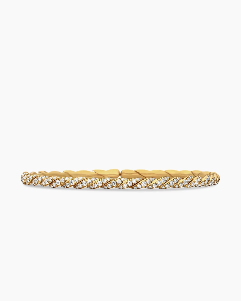 Sculpted Cable Flex Bracelet 18K Yellow Gold with Diamonds
