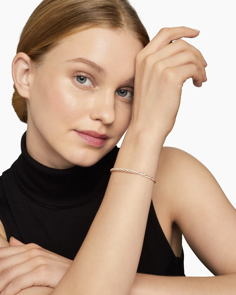 Sculpted Cable Bracelet 18K Yellow Gold with Diamonds
