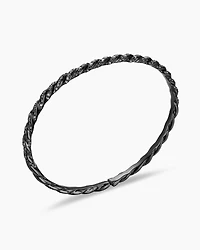 Sculpted Cable Flex Bracelet 18K White Gold with Black Rhodium and Diamonds, 3.5mm