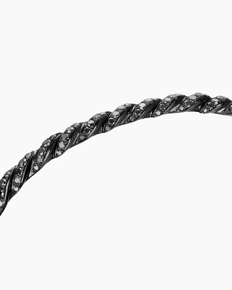 Sculpted Cable Flex Bracelet 18K White Gold with Black Rhodium and Diamonds, 3.5mm