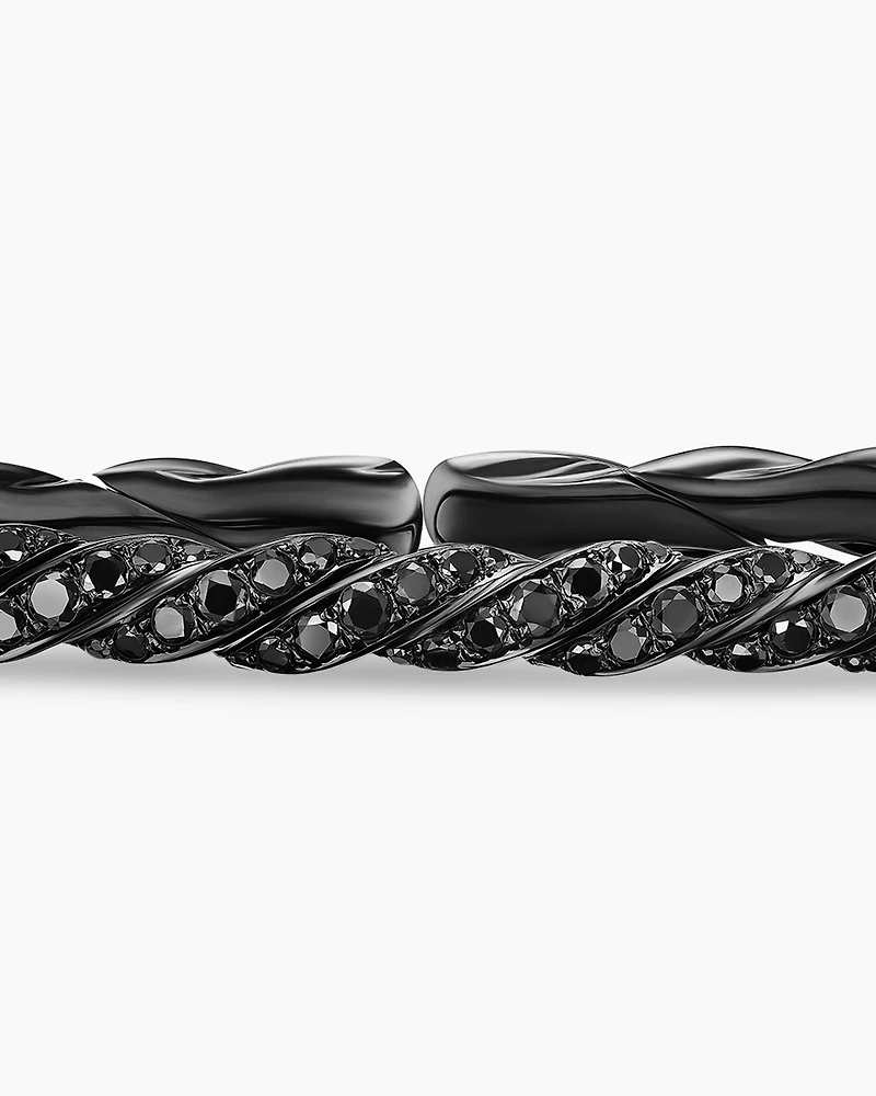 Sculpted Cable Flex Bracelet 18K White Gold with Black Rhodium and Diamonds, 3.5mm