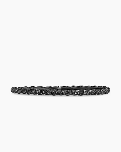 Sculpted Cable Flex Bracelet 18K White Gold with Black Rhodium and Diamonds, 3.5mm