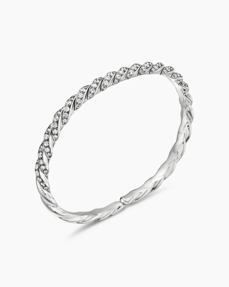 Cablespira Bracelet 18K White Gold with Diamonds, 3mm