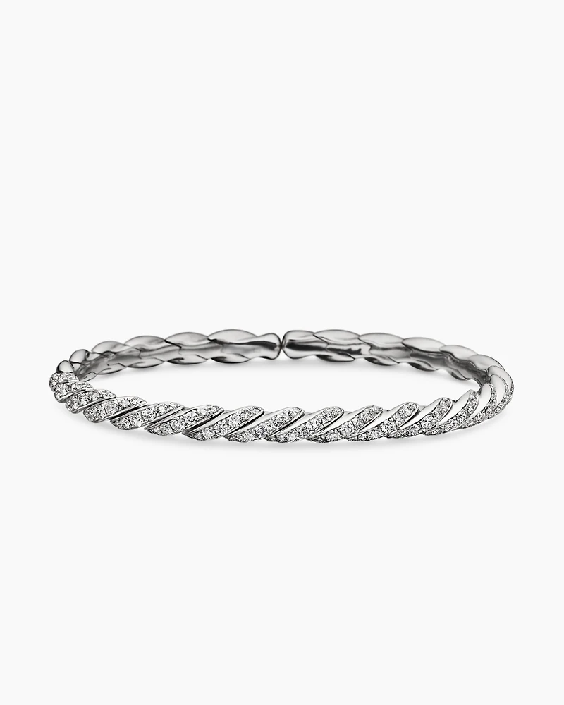 Cablespira Bracelet 18K White Gold with Diamonds, 3mm