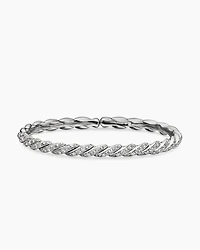 Cablespira Bracelet 18K White Gold with Diamonds, 3mm
