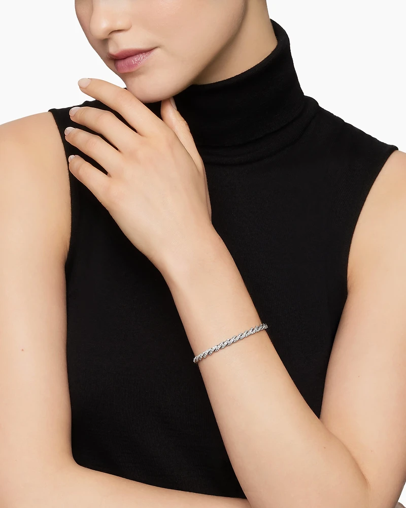 Cablespira Bracelet 18K White Gold with Diamonds, 3mm