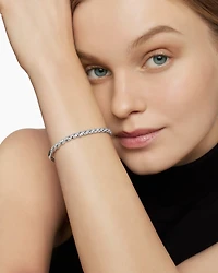 Cablespira Bracelet 18K White Gold with Diamonds, 3mm