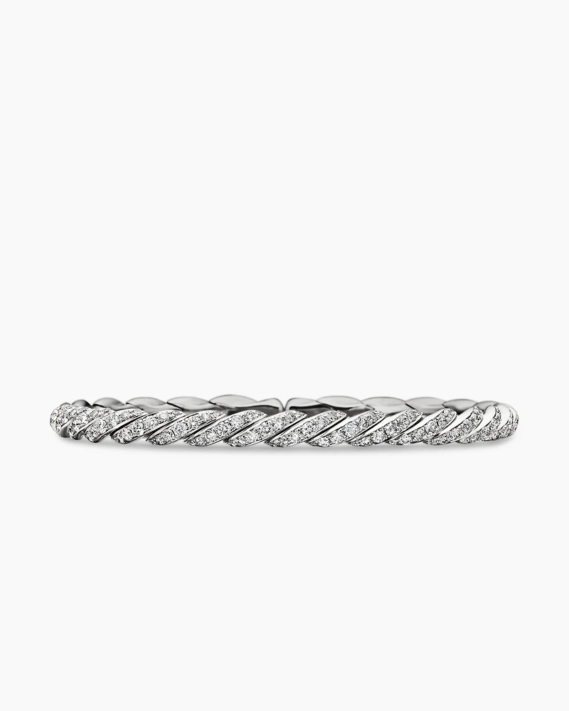 Cablespira Bracelet 18K White Gold with Diamonds, 3mm