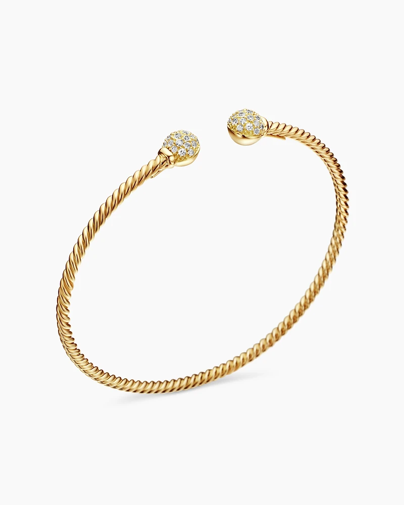 Solari Cablespira® Bracelet in 18K Yellow Gold with Diamonds, 2.3mm