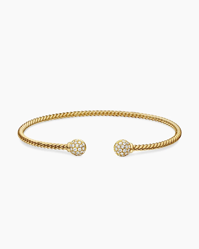 Solari Cablespira® Bracelet in 18K Yellow Gold with Diamonds, 2.3mm