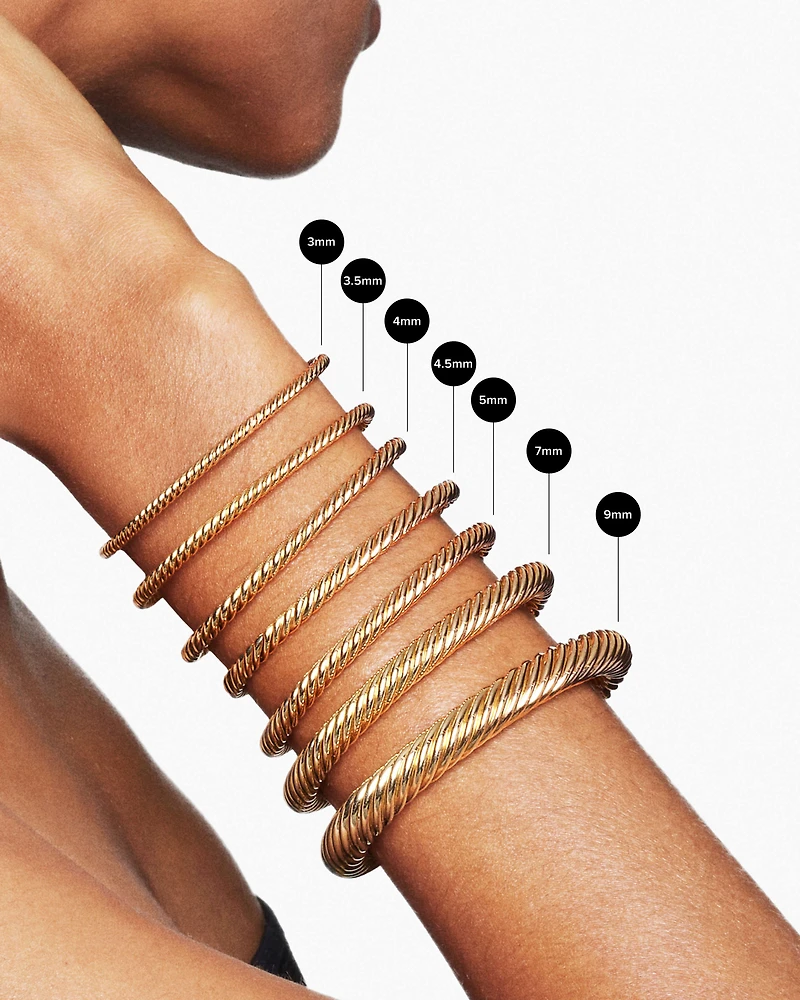 Solari Cablespira® Bracelet in 18K Yellow Gold with Diamonds, 2.3mm