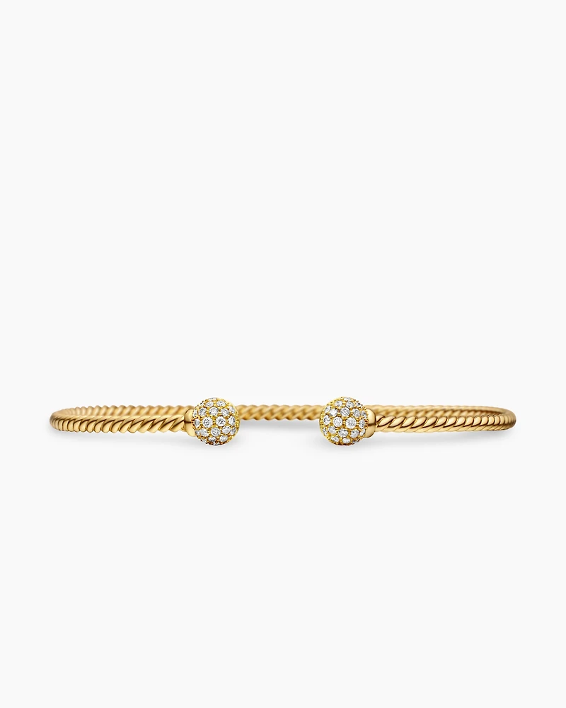 Solari Cablespira® Bracelet in 18K Yellow Gold with Diamonds, 2.3mm