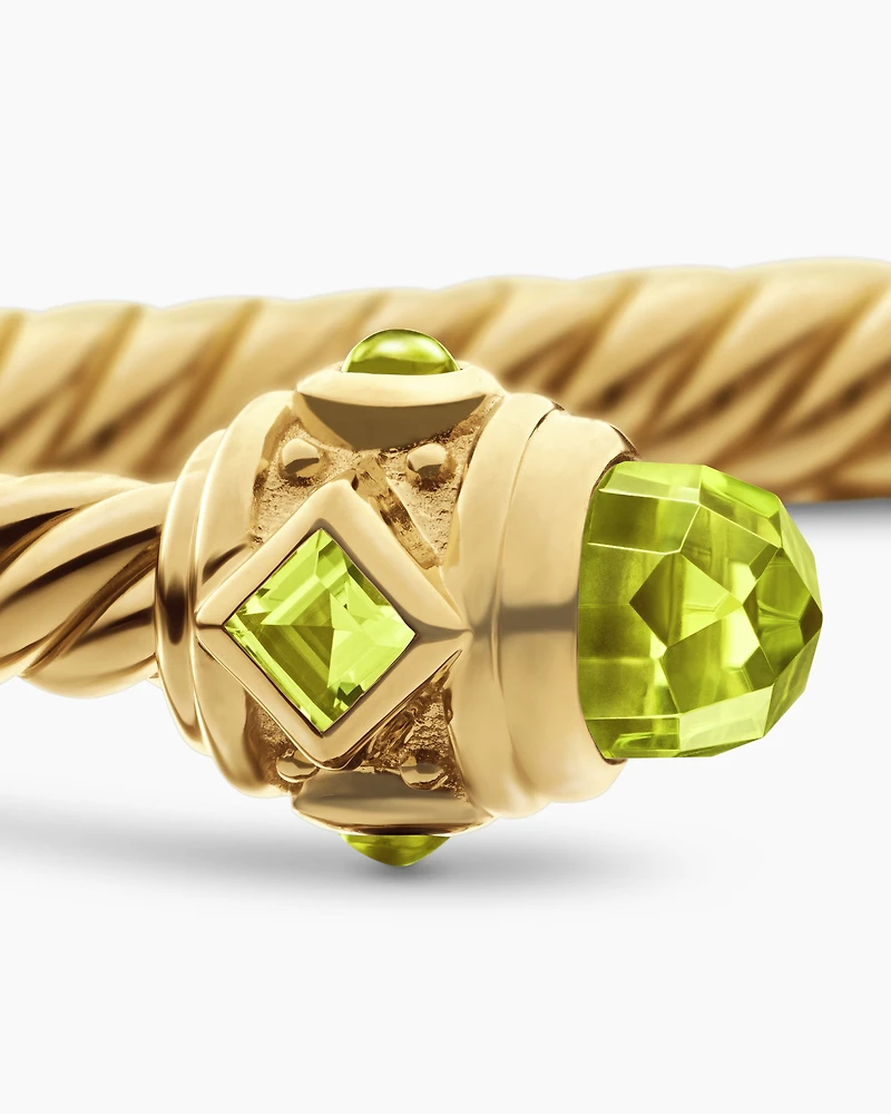 Renaissance® Cablespira Bracelet in 18K Yellow Gold with Peridot, 3.5mm