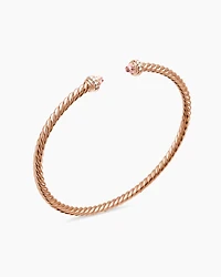 Classic Cablespira® Bracelet 18K Rose Gold with Morganite and Diamonds, 3mm