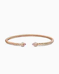 Classic Cablespira® Bracelet 18K Rose Gold with Morganite and Diamonds, 3mm