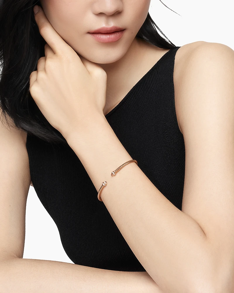 Classic Cablespira® Bracelet 18K Rose Gold with Morganite and Diamonds, 3mm