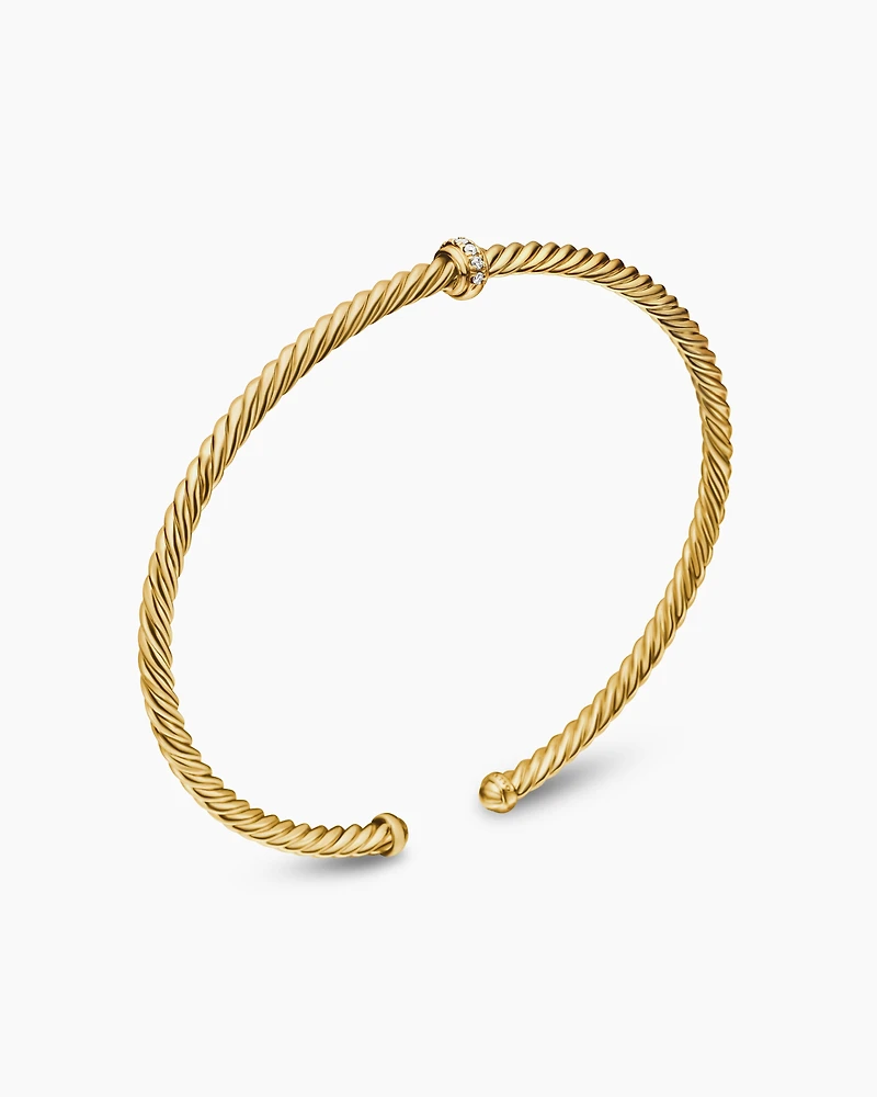 Classic Cablespira® Station Bracelet 18K Yellow Gold with Diamonds, 3mm