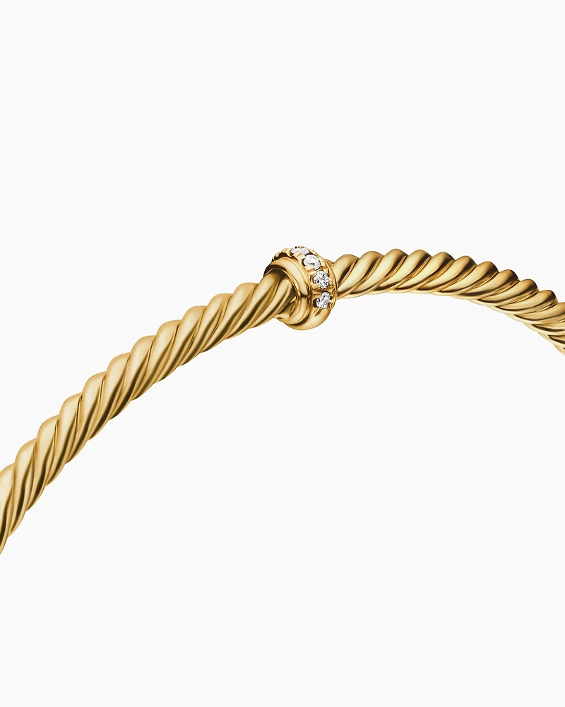Classic Cablespira® Station Bracelet 18K Yellow Gold with Diamonds, 3mm