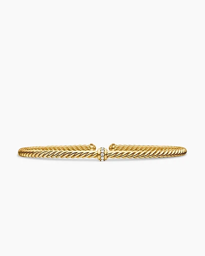 Cablespira Station Bracelet 18K Yellow Gold with Diamonds, 3mm