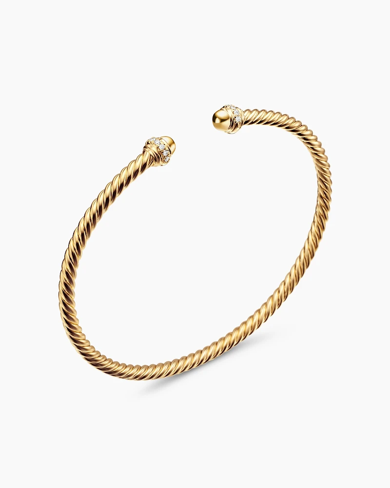 Classic Cablespira® Bracelet 18K Yellow Gold with Diamonds, 3mm