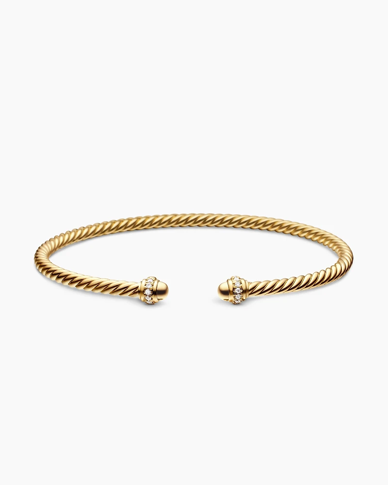 Classic Cablespira® Bracelet 18K Yellow Gold with Diamonds, 3mm