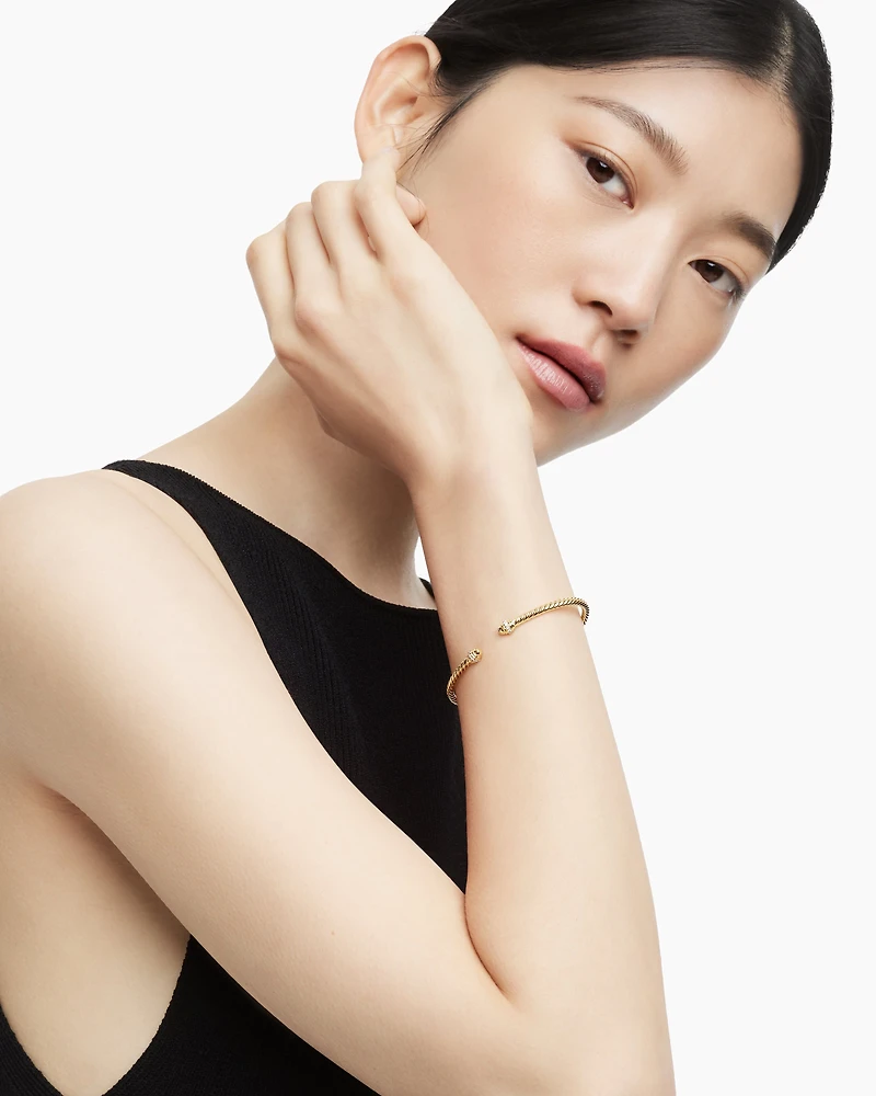 Classic Cablespira® Bracelet 18K Yellow Gold with Diamonds, 3mm
