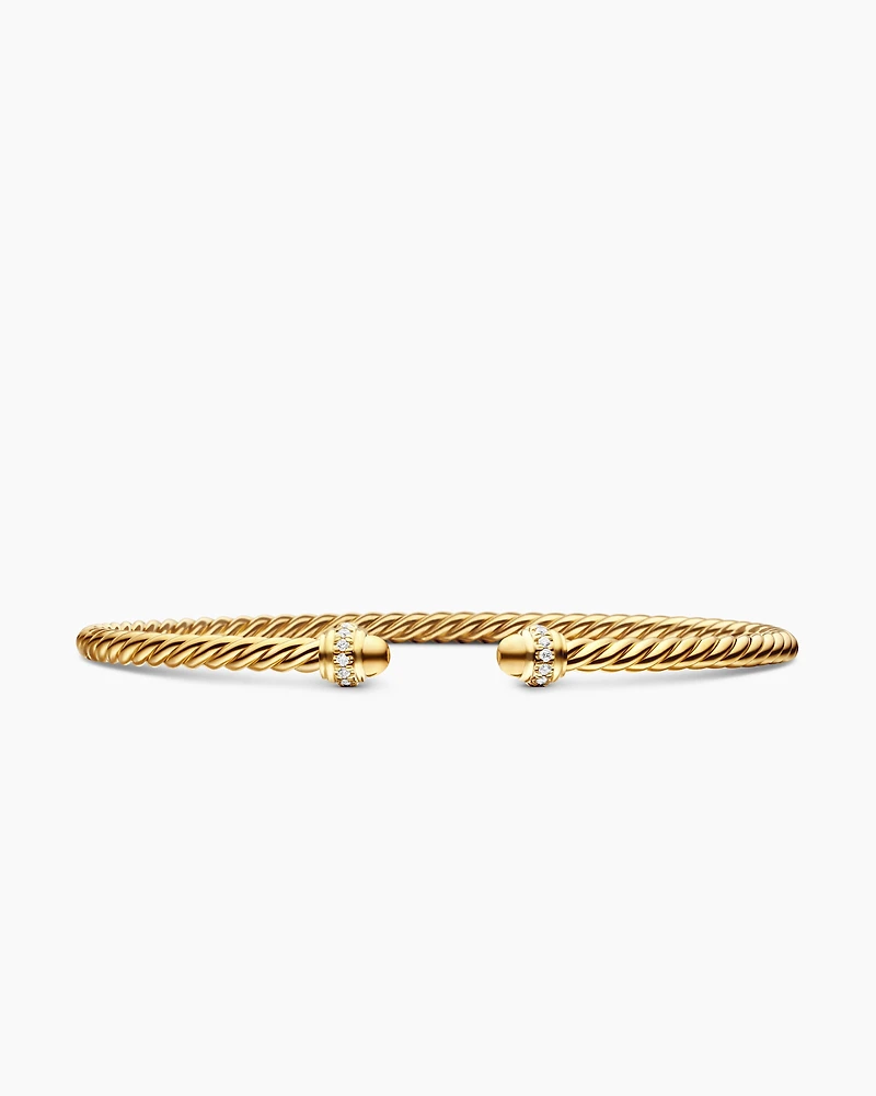 Classic Cablespira® Bracelet 18K Yellow Gold with Diamonds, 3mm