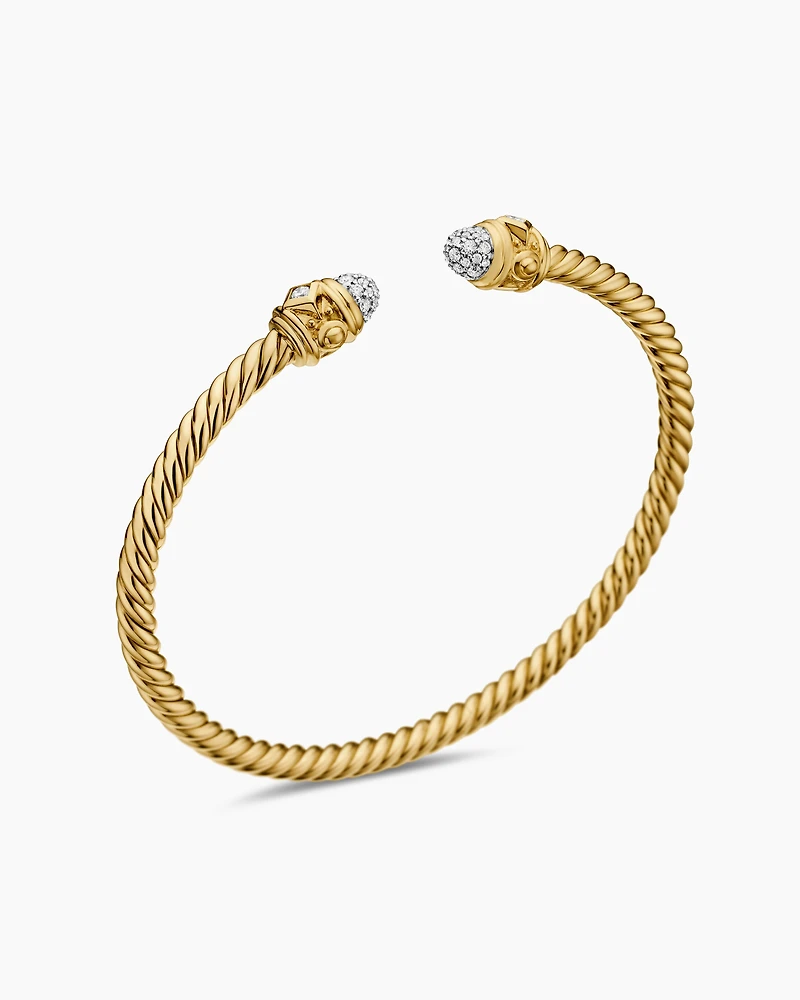 Cablespira Oval Bracelet 18K Yellow Gold with Diamonds, 4.5mm