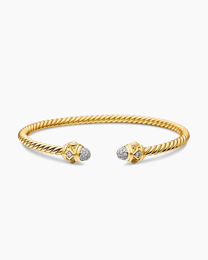 Cablespira Oval Bracelet 18K Yellow Gold with Diamonds, 4.5mm