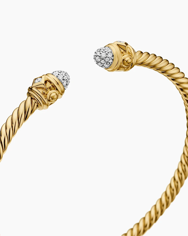 Cablespira Oval Bracelet 18K Yellow Gold with Diamonds, 4.5mm