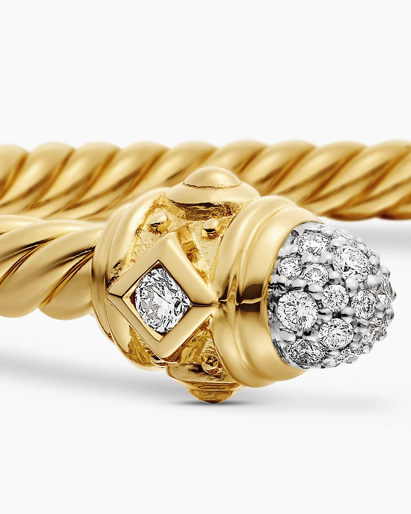 Cablespira Oval Bracelet 18K Yellow Gold with Diamonds, 4.5mm