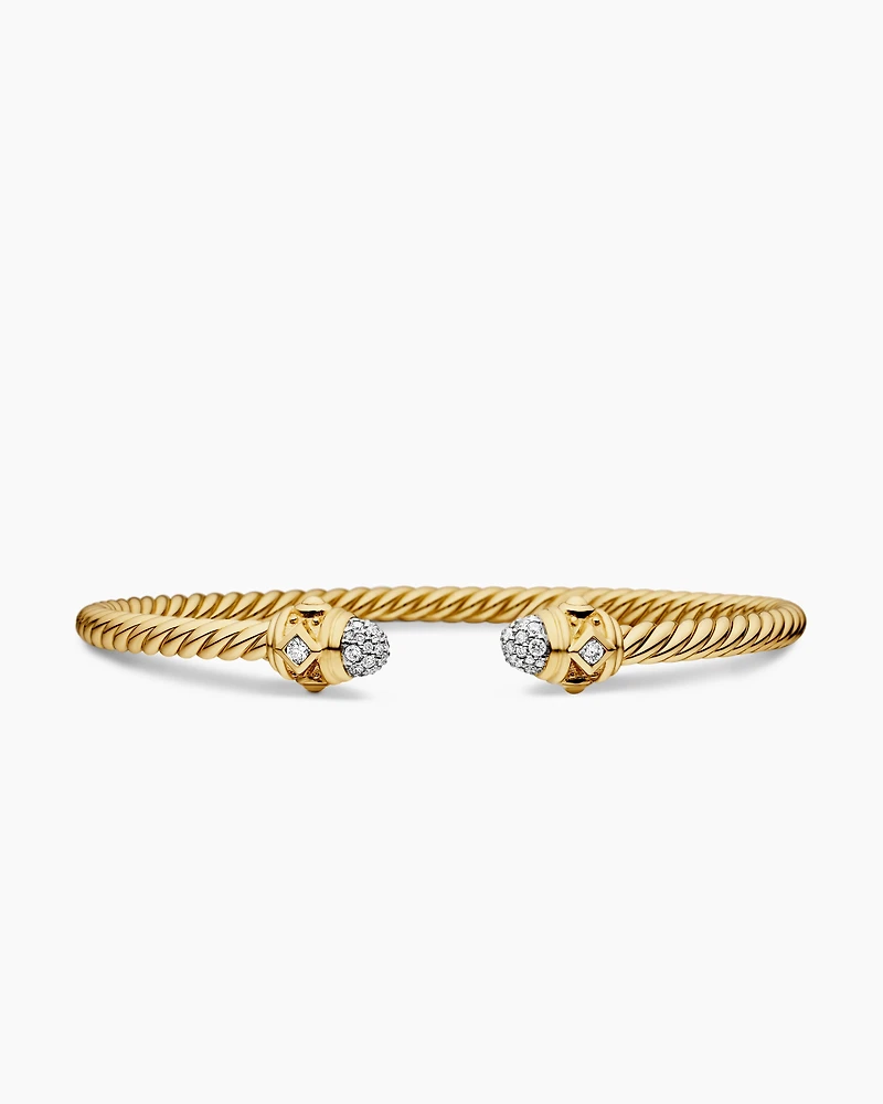 Cablespira Oval Bracelet 18K Yellow Gold with Diamonds, 4.5mm