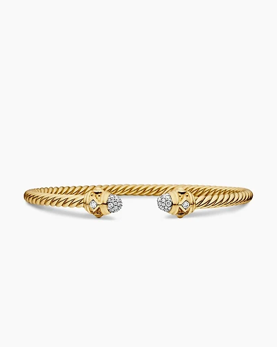 Cablespira Oval Bracelet 18K Yellow Gold with Diamonds, 4.5mm