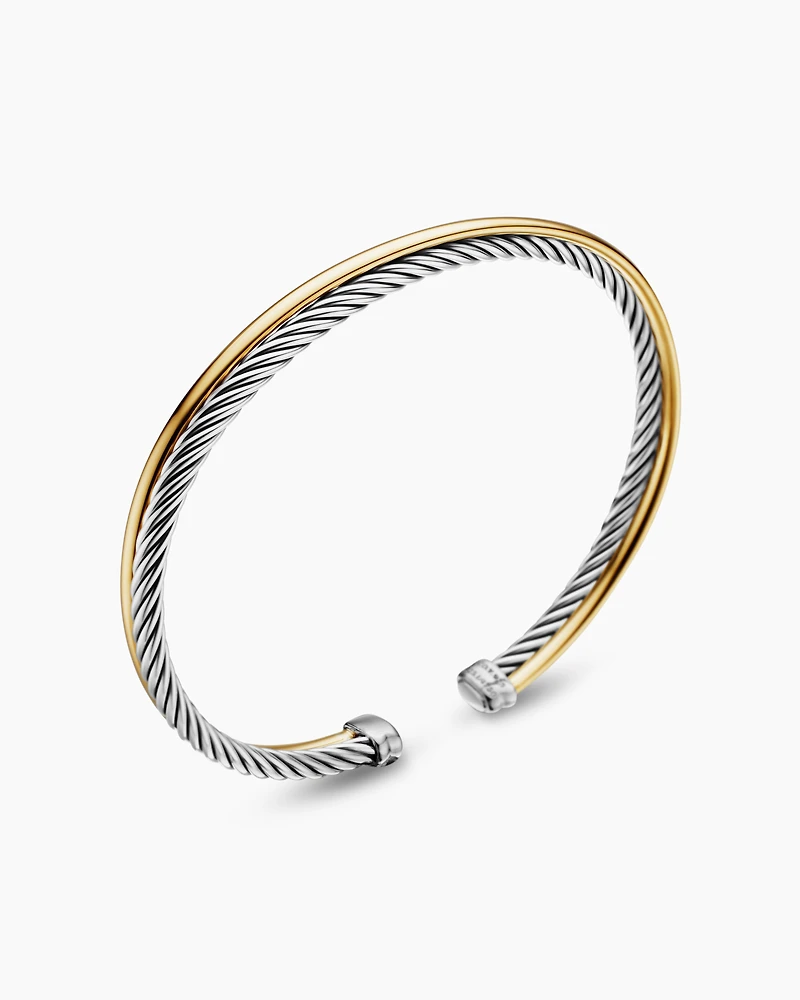 Crossover Bracelet Sterling Silver with 18K Yellow Gold, 3mm