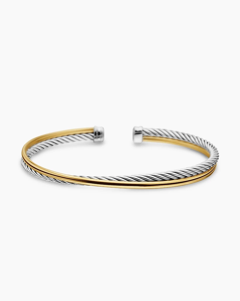 Crossover Bracelet Sterling Silver with 18K Yellow Gold, 3mm