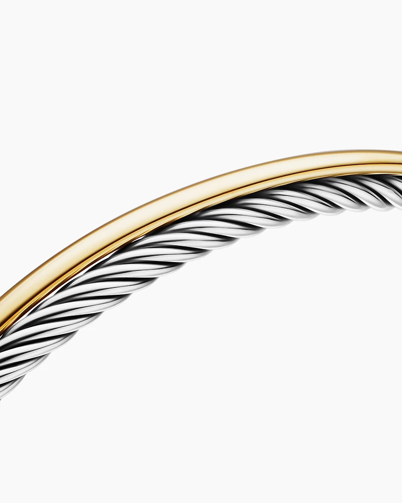 Crossover Bracelet Sterling Silver with 18K Yellow Gold, 3mm