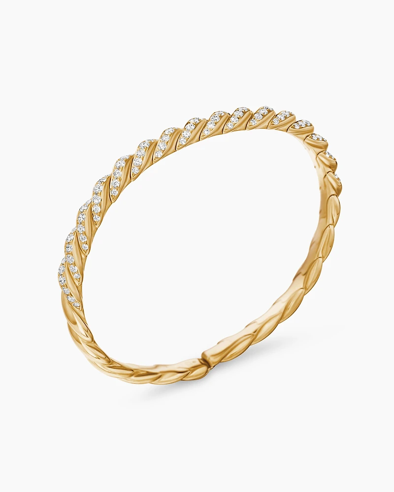 Sculpted Cable Flex Bracelet 18K Yellow Gold with Diamonds